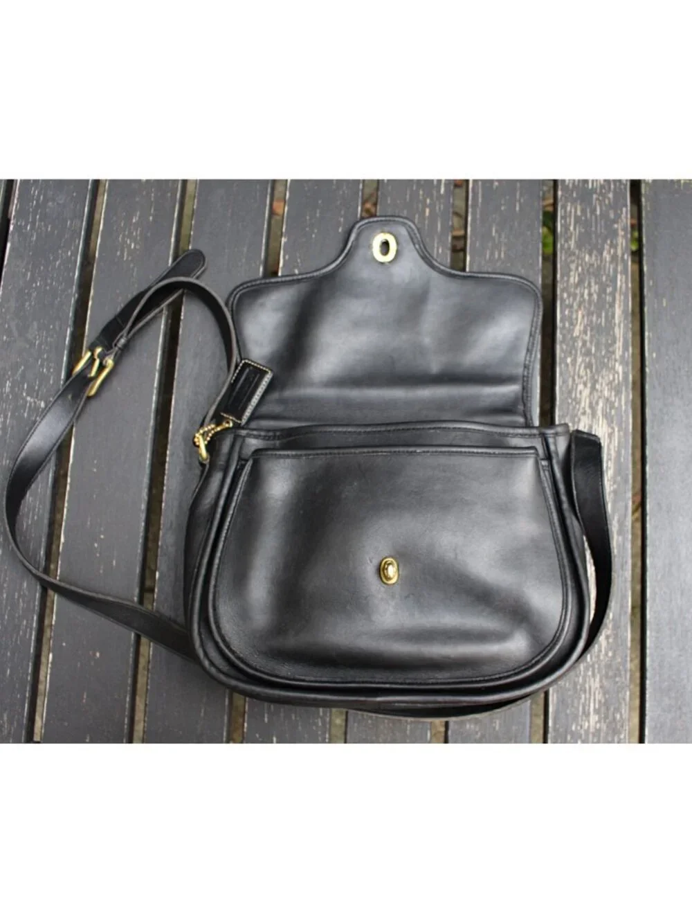 Coach Vintage - Lenox Crossbody Bag 9918, Black + Brass Turnlock, USA 1980s